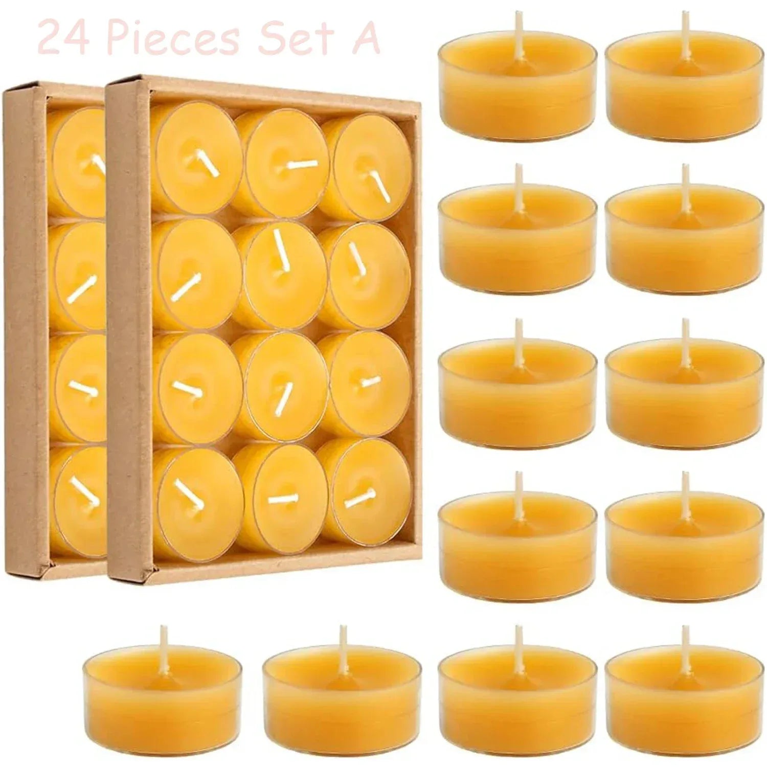 Natural Beeswax Tea Candles - Smokeless