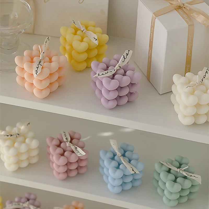 Handmade Scented Heart Cube Candle