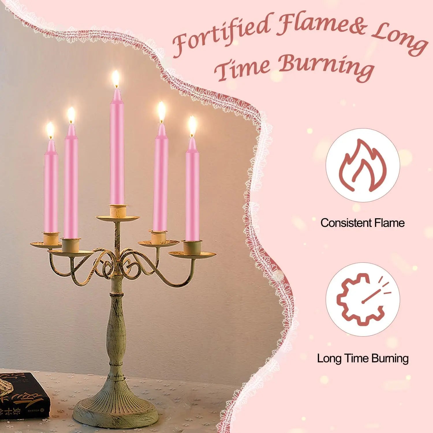 Pink Pole Wax Candle- No Drip – Smokeless - Unscented