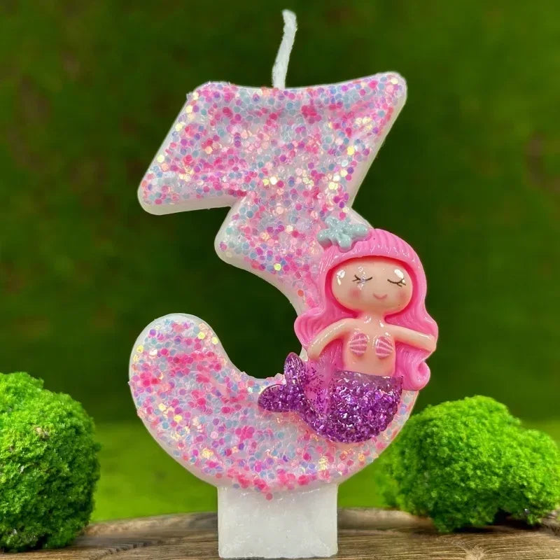 Mermaid Handmade Candle 0-9 Birthday Candle