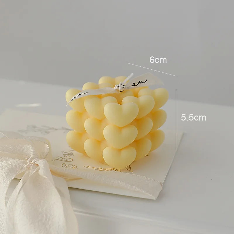 Ins Style Heart Cube Candle Handmade Scented Candle Aromatherapy Soy Wax Candle Wedding Birthday Candles Party Home Decoration