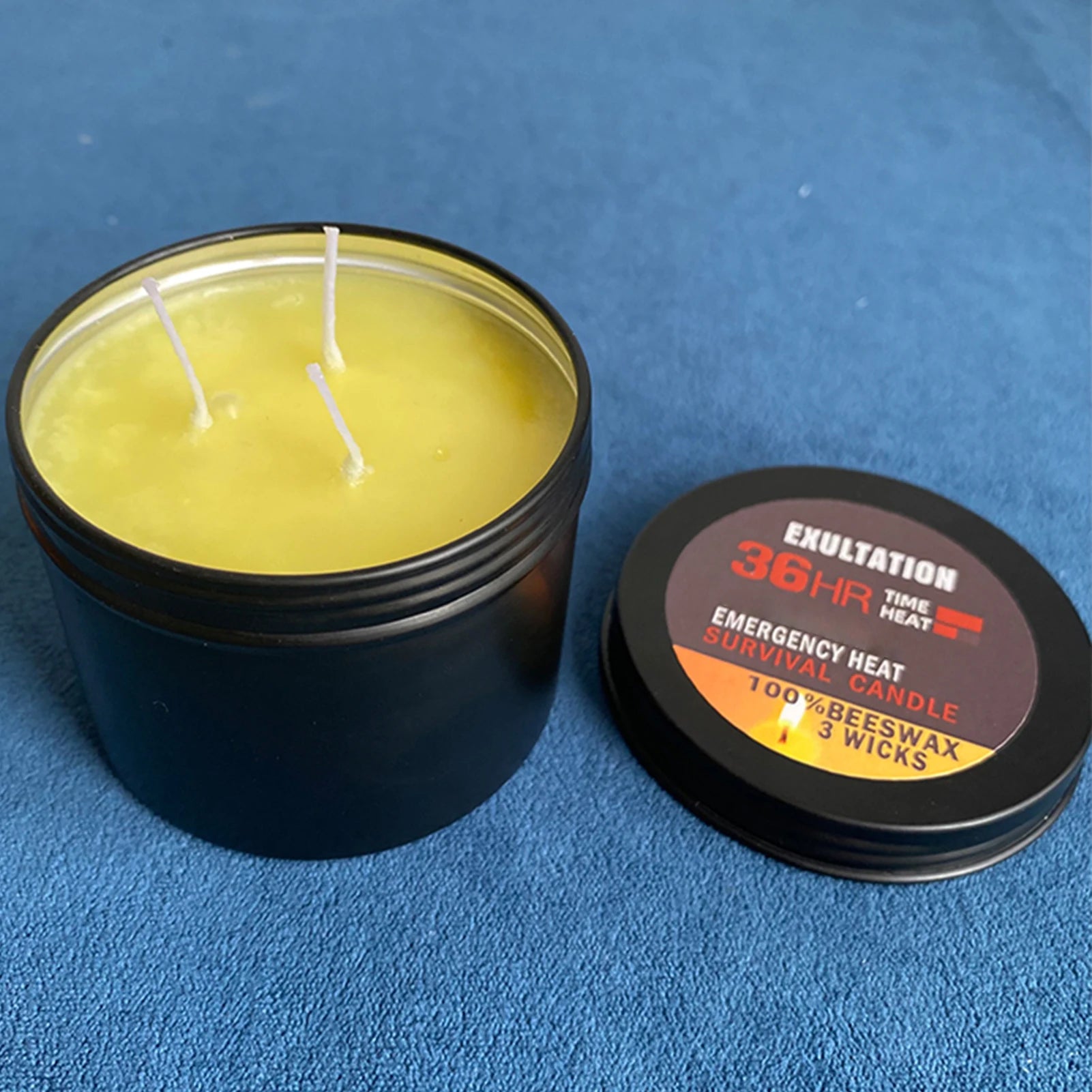 36 Hour Survival Candle 3- Environmentally Friendly Odorless Candle with Lid Home Spares for Emergency