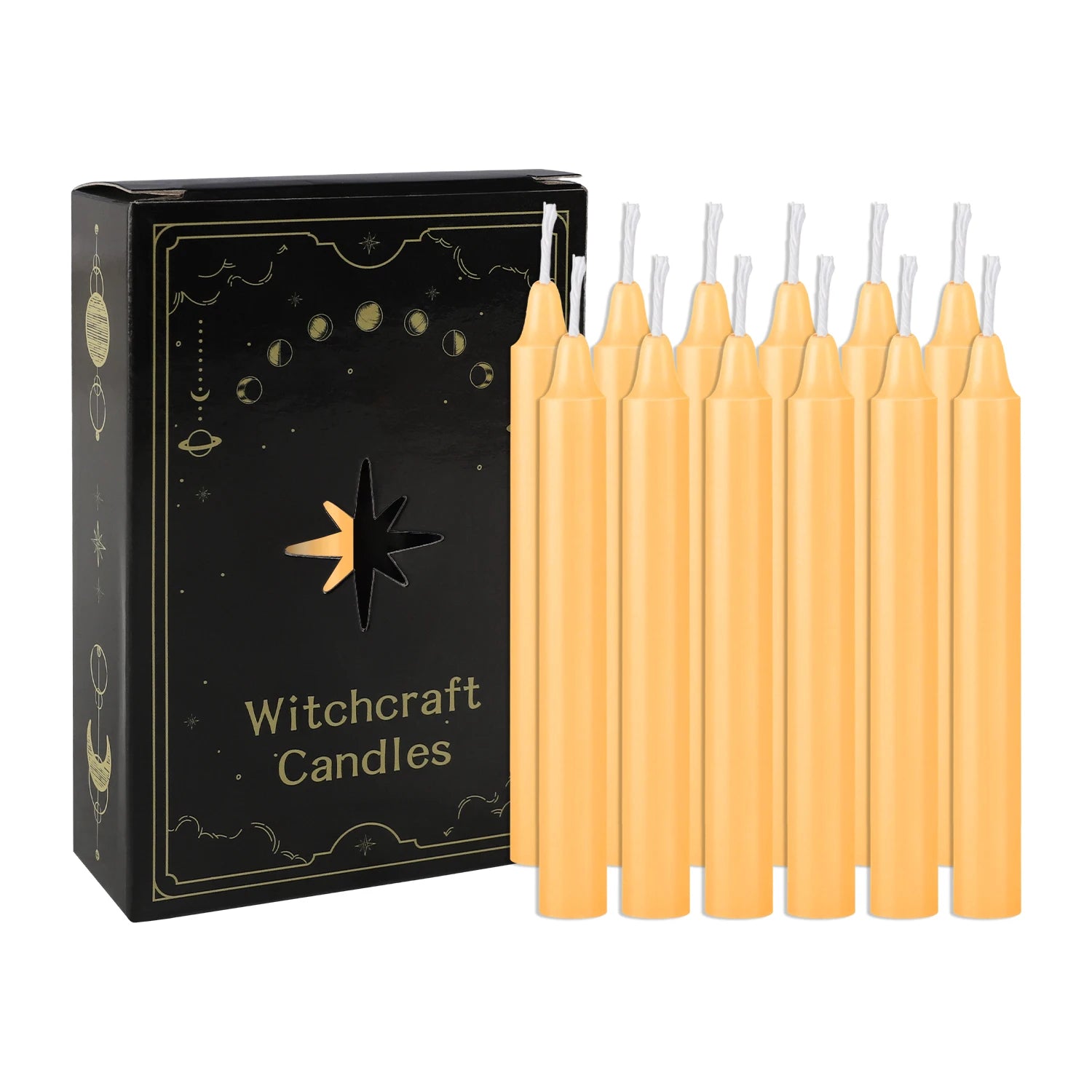 12 Pcs 3.9*0.4in (10.1*1.2cm) Gold Small Wax, Drip-Free, Smoke-Free, Fragrance-Free Home Dinner Candles, Hand-Pulled, High-Quality, Suitable for Various Places, Various Holidays.