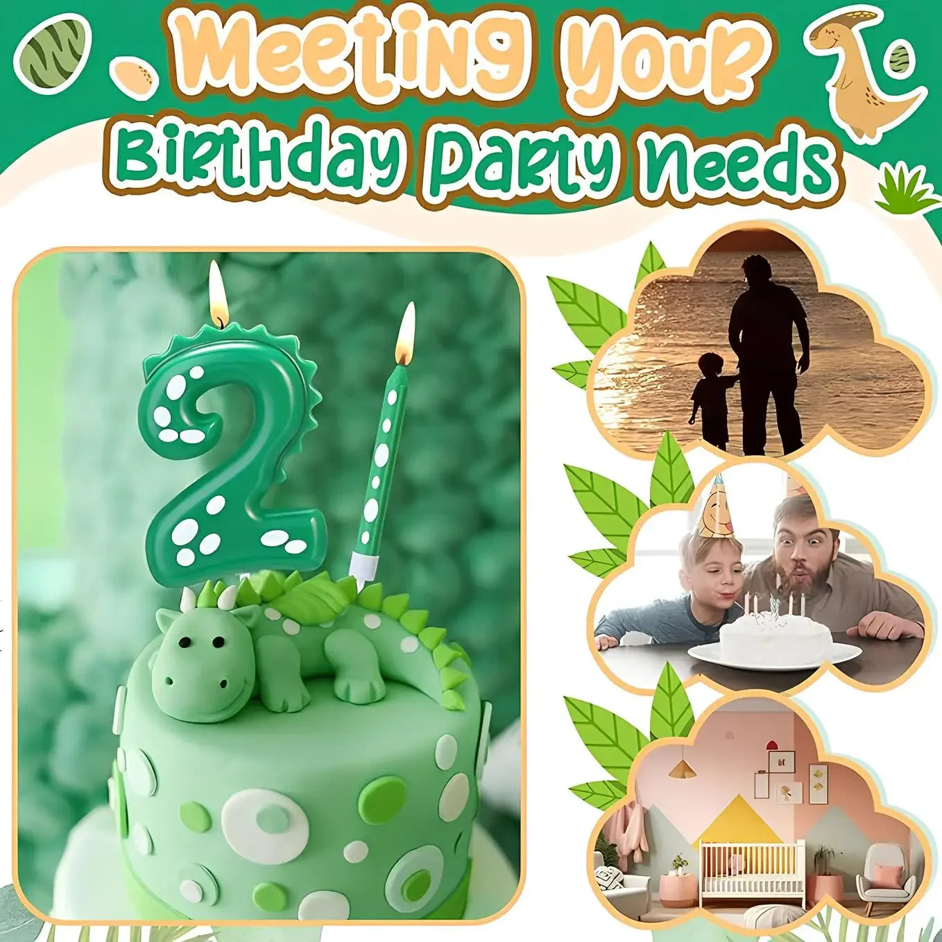 Dinosaur Theme Birthday Candle (0-9)