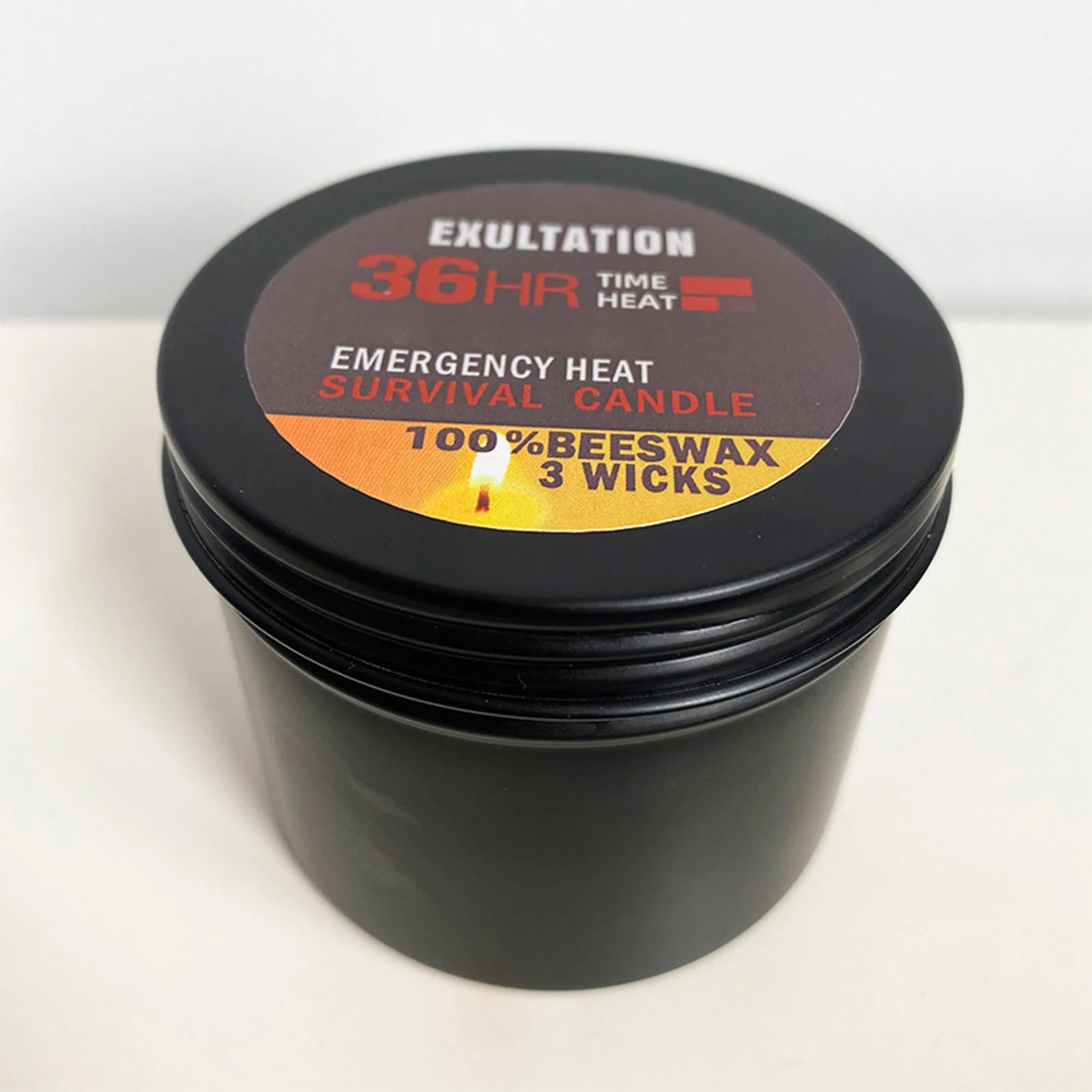 36 Hour Survival Candle 3- Environmentally Friendly Odorless Candle with Lid Home Spares for Emergency