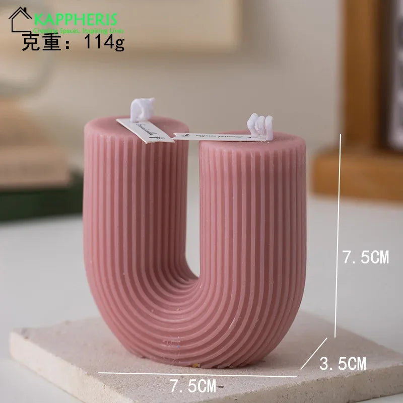 U Shaped Candle Scented Candles Ribbed Aesthetic Home Decorative Candles Smokeless Personalized Candles Guest Gift Lot