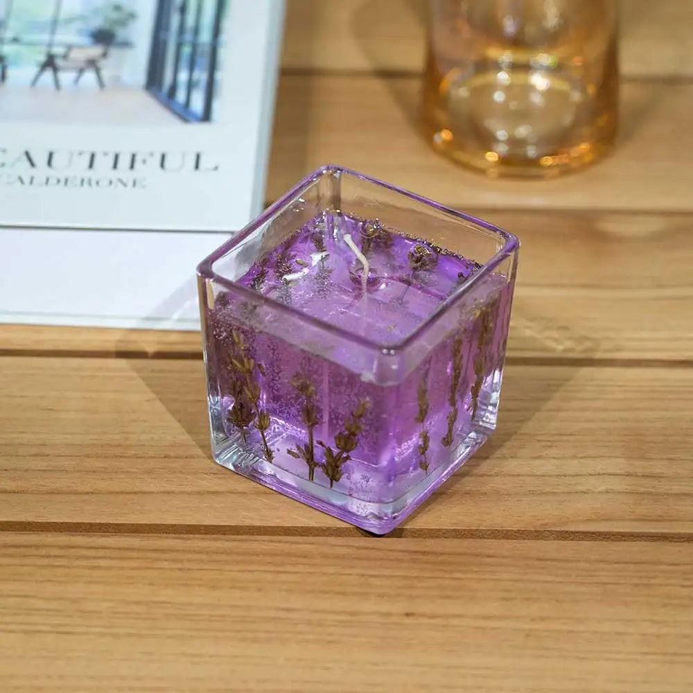 Classic Large Bottle Premium Floral Aroma Scented Candle, 550G Lavender/Rose/Orange Aroma Candle, Real Flower Inlay, Fragrant, E