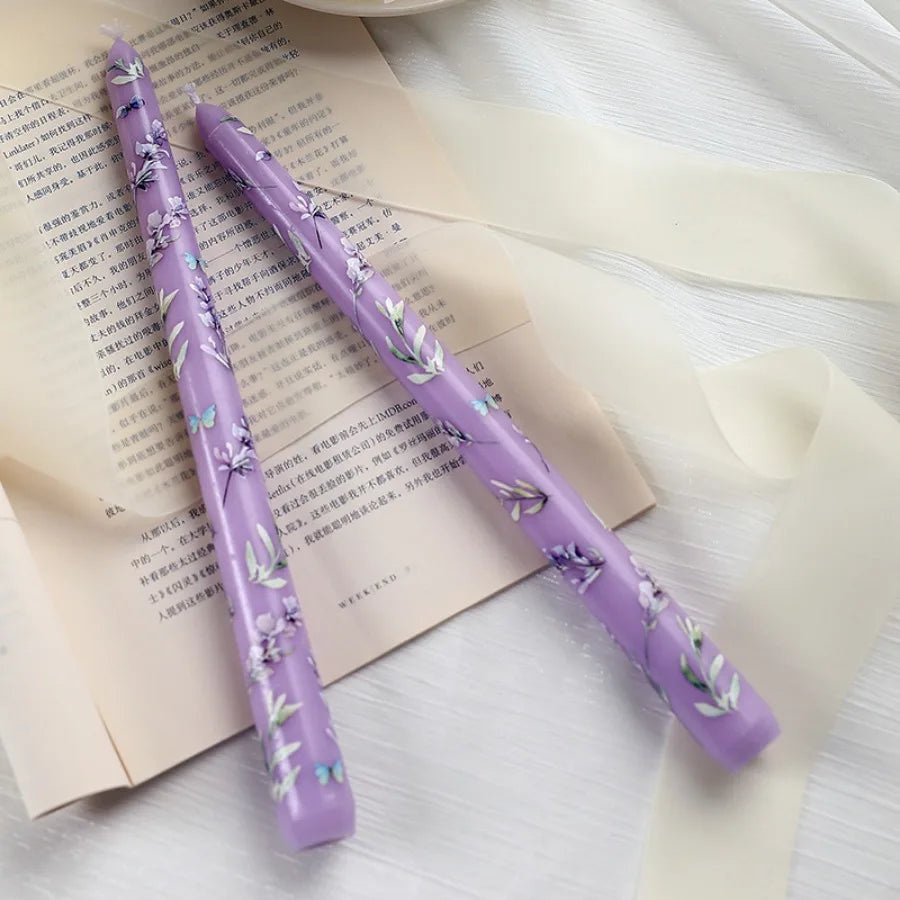 Taper Scented Candles Hand Painted Rose