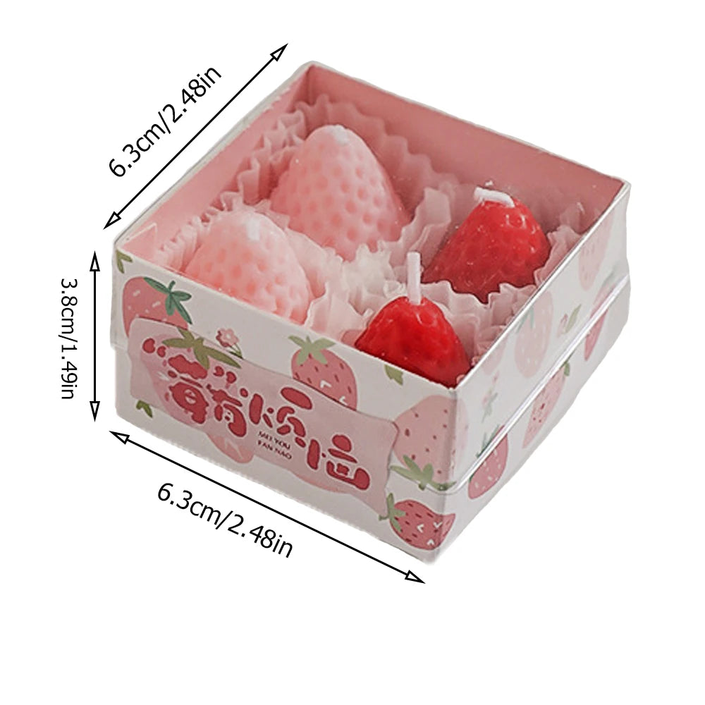 Strawberry Candles Soy Wax Aromatherapy Candles Scented Candles Cake Party Home Decoration Creative Birthday Gift