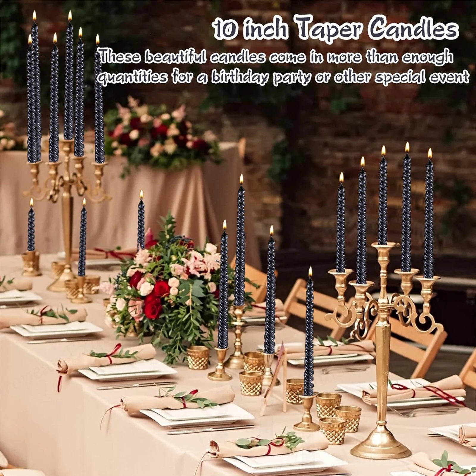 Metallic Taper Candles - Dripless - Unscented