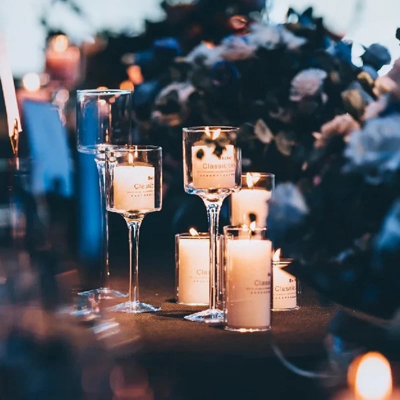 Romantic Glass Candle Holders Simple Wedding Decorations Elegant Ideal Dinner Candle Holders Bar Cup Party Table Candlesticks