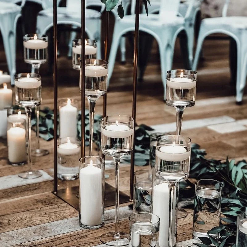 Romantic Glass Candle Holders Simple Wedding Decorations Elegant Ideal Dinner Candle Holders Bar Cup Party Table Candlesticks