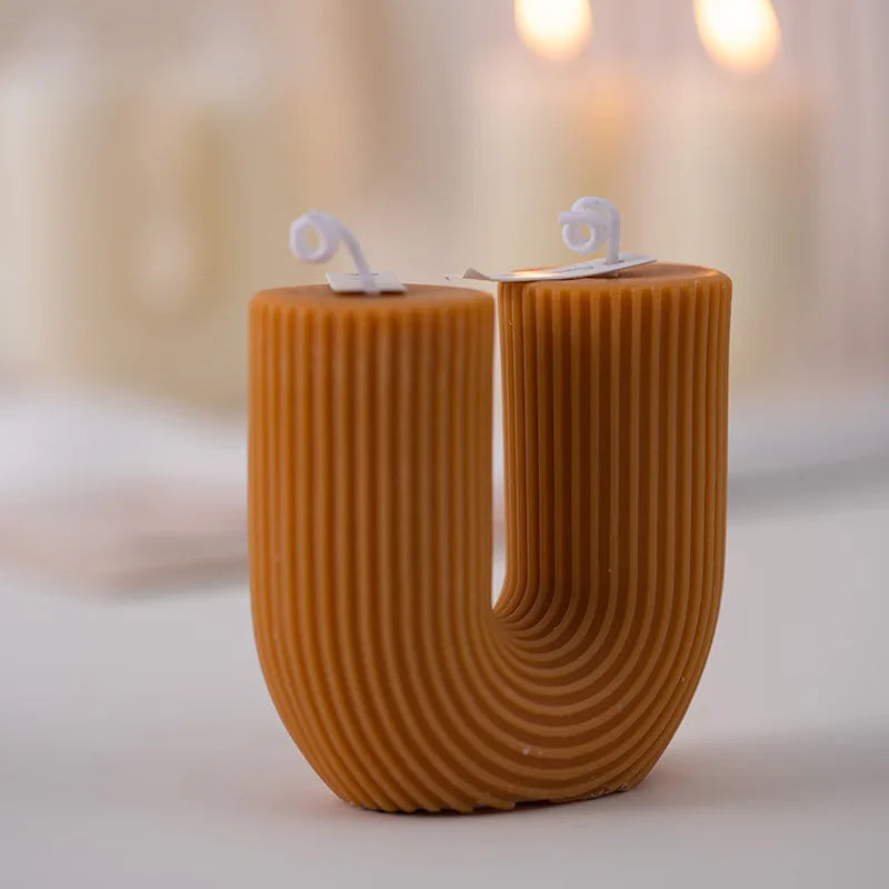 U Shaped Candle Scented Candles Ribbed Aesthetic Home Decorative Candles Smokeless Personalized Candles Guest Gift Lot