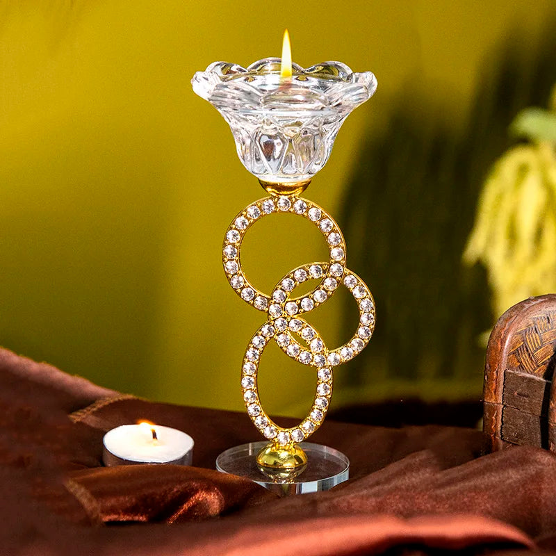 1 piece metal glass candle holder holiday table wedding party home decoration ornaments transparent scented candle holder