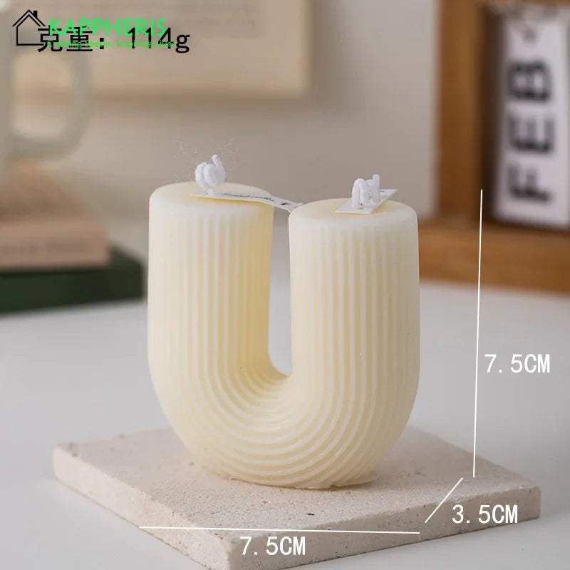 U Shaped Candle Scented Candles Ribbed Aesthetic Home Decorative Candles Smokeless Personalized Candles Guest Gift Lot