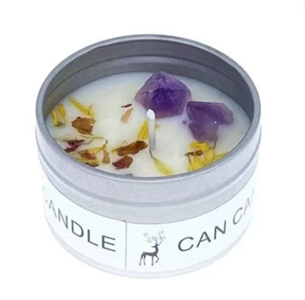 Scented Long Lasting Soy Candles Crystal Stone Dried Flower Fragrance Smokeless Fragrance Candle for Home Decorstion Candle Jar