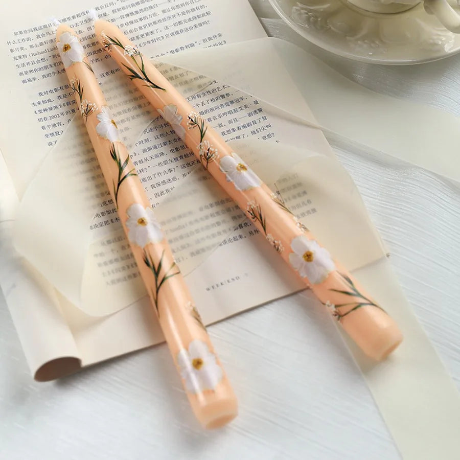 Taper Scented Candles Hand Painted Rose