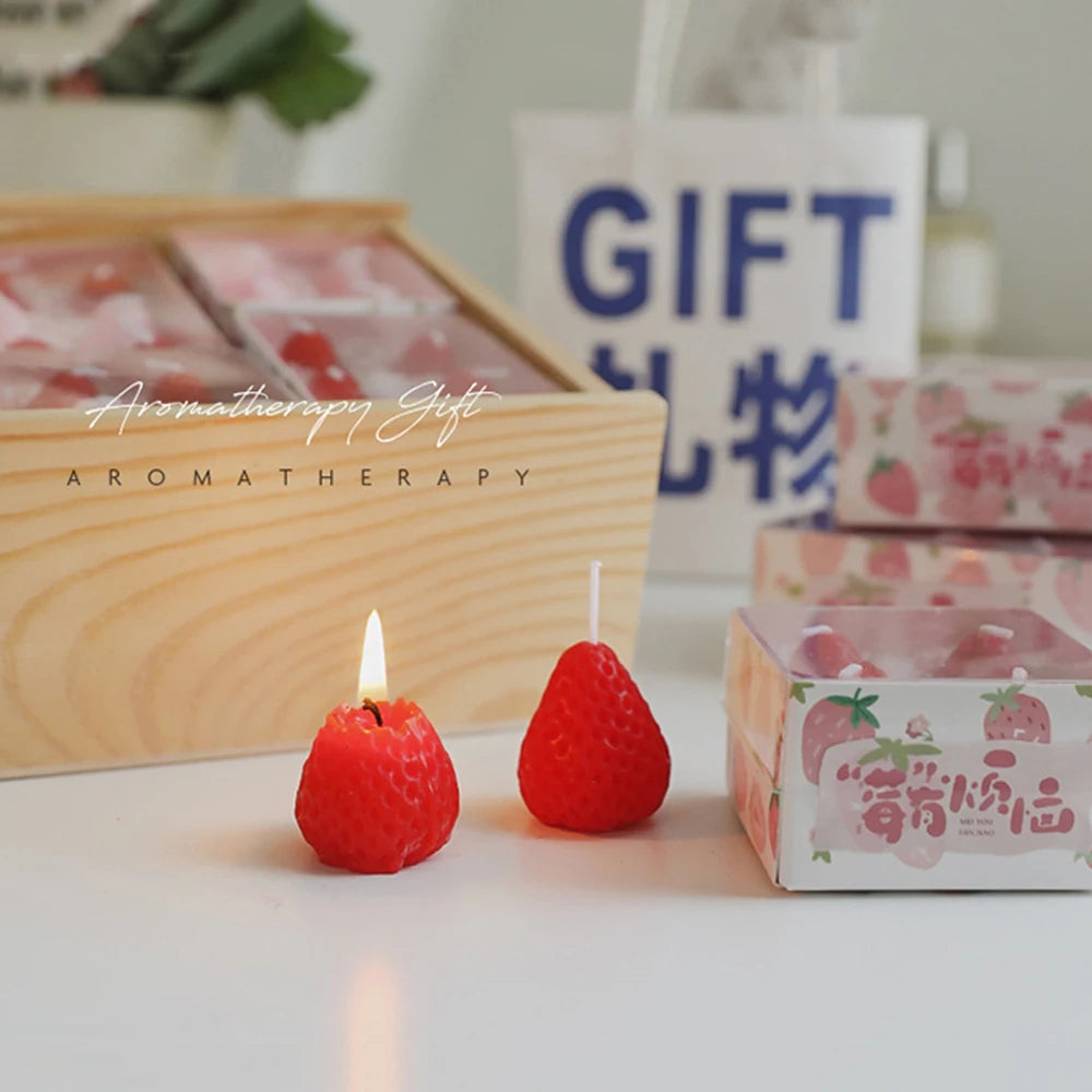 Strawberry Candles Soy Wax Aromatherapy Candles Scented Candles Cake Party Home Decoration Creative Birthday Gift