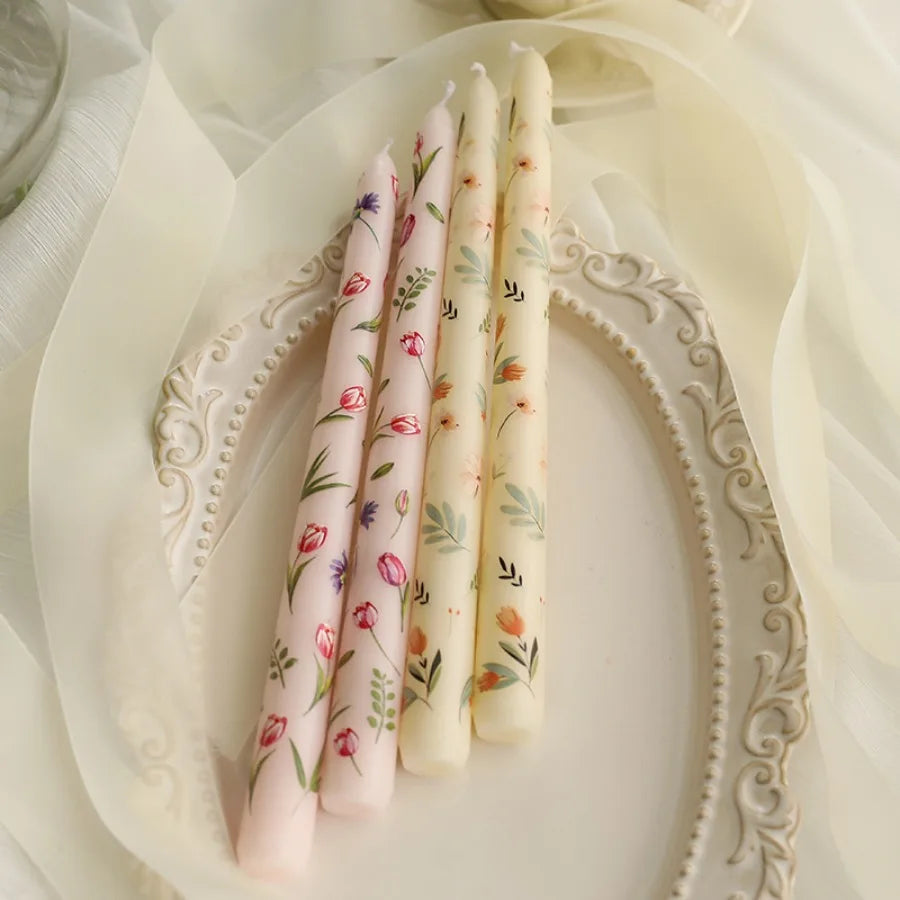 Taper Scented Candles Hand Painted Rose