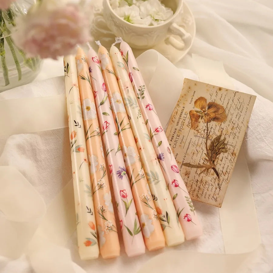 Taper Scented Candles Hand Painted Rose