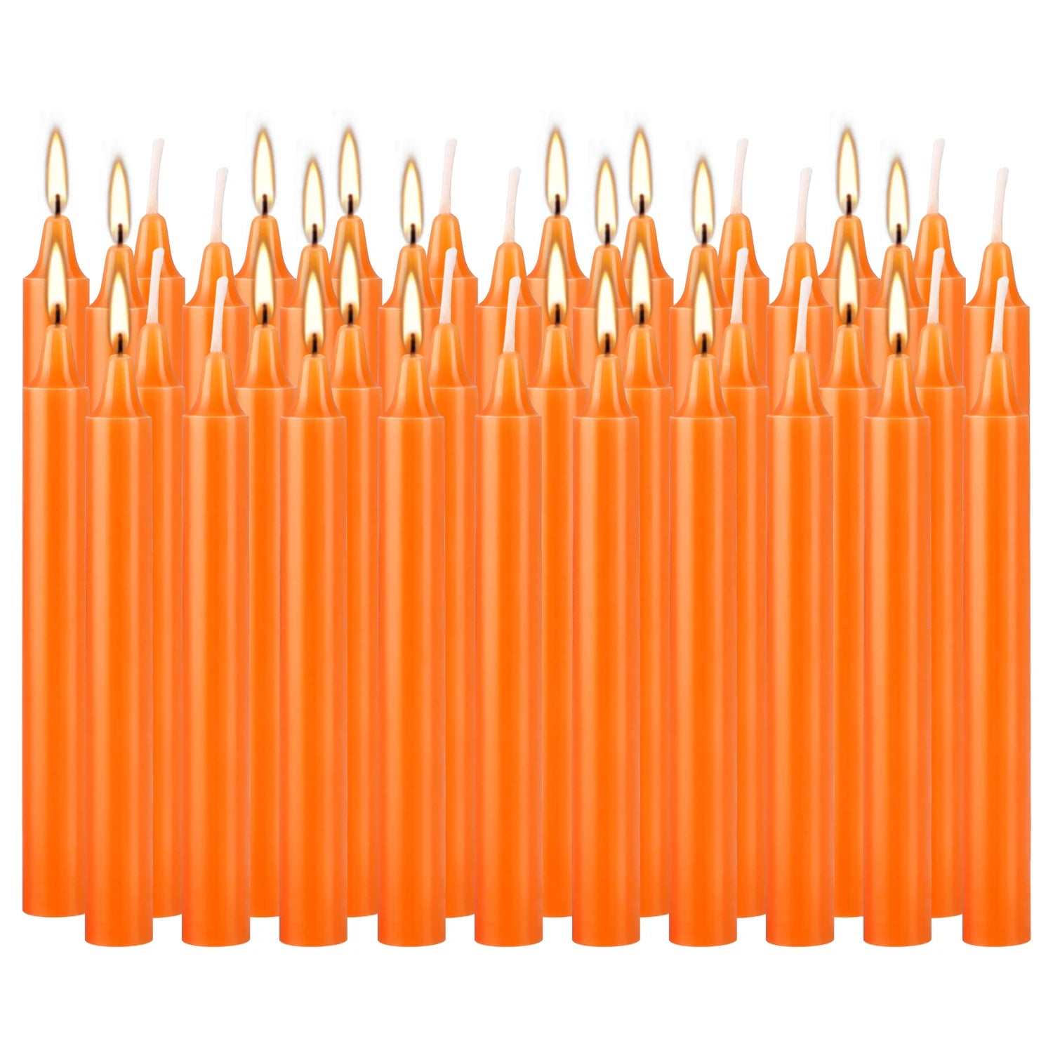 Orange 40pcs 4inch pole wax, no drip, no smoke, no fragrance, home dinner candle, hand-pickled, high quality, suitable for church, home, wedding, party, seasonal celebration, emergency and home decoration, ideal for Valentine