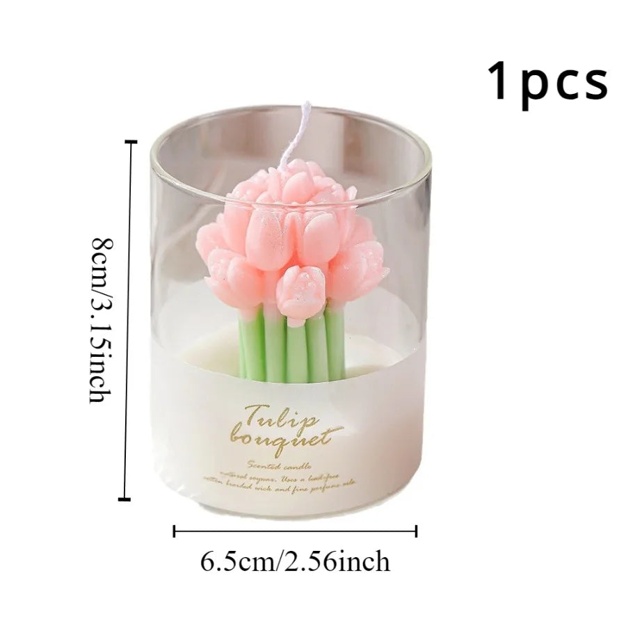 1pc Valentine's Tulip Scented Candle ins Ambient Sense of Scent Gift Box Tulip Hand Cupped Flower Shape Scented Candle Cups