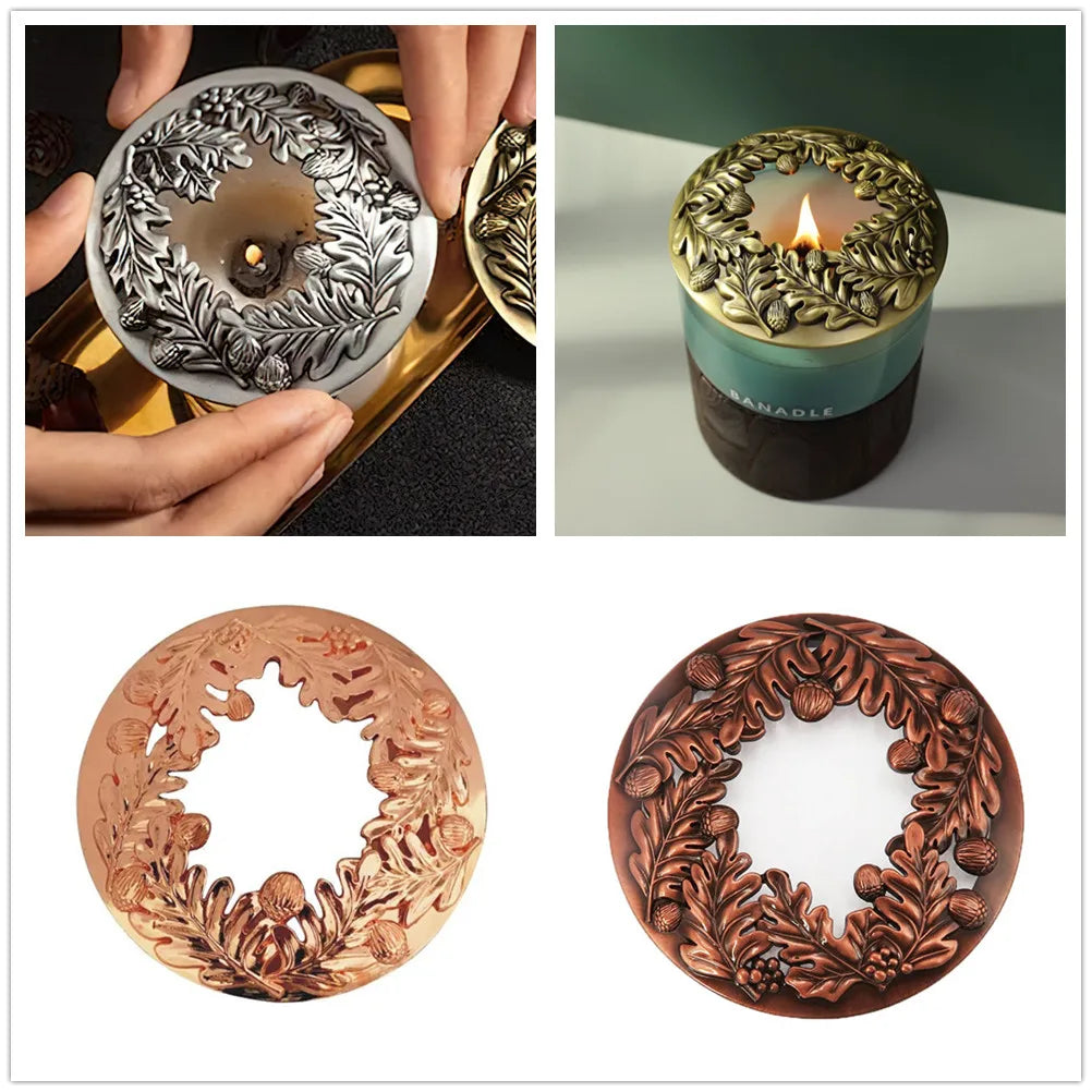 Vintage Alloy Candle Topper Branch Jar Lid Cover Carving Hollow Leaves Pattern Candles Shade Sleeves Big/Small Size Decor Home