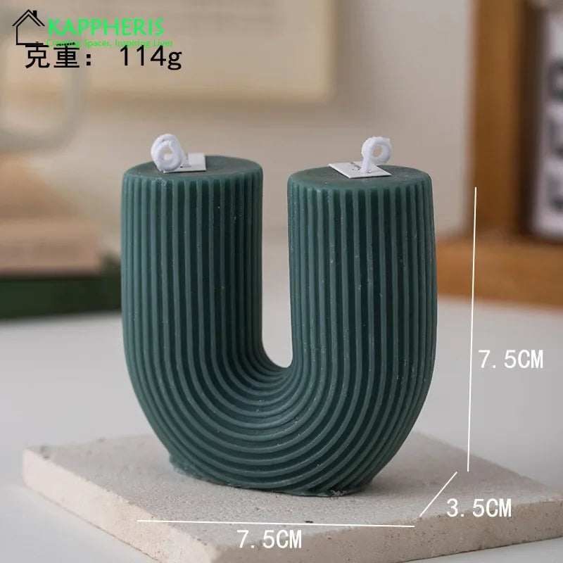 U Shaped Candle Scented Candles Ribbed Aesthetic Home Decorative Candles Smokeless Personalized Candles Guest Gift Lot