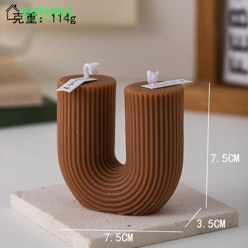 U Shaped Candle Scented Candles Ribbed Aesthetic Home Decorative Candles Smokeless Personalized Candles Guest Gift Lot