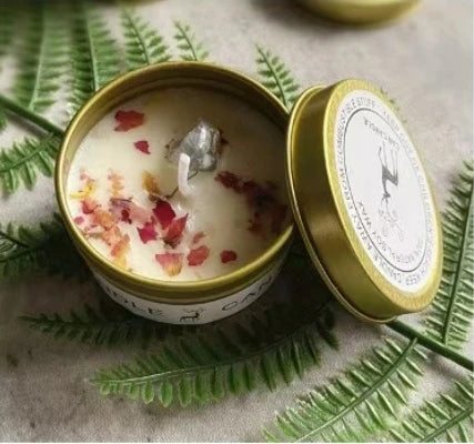 Scented Long Lasting Soy Candles Crystal Stone Dried Flower Fragrance Smokeless Fragrance Candle for Home Decorstion Candle Jar