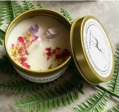 Scented Long Lasting Soy Candles Crystal Stone Dried Flower Fragrance Smokeless Fragrance Candle for Home Decorstion Candle Jar