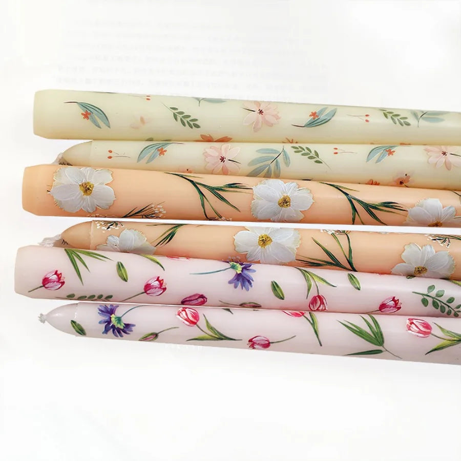 Taper Scented Candles Hand Painted Rose